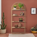 Libreria a parete in metallo e rattan 4 scaffali Panama Round Vendita