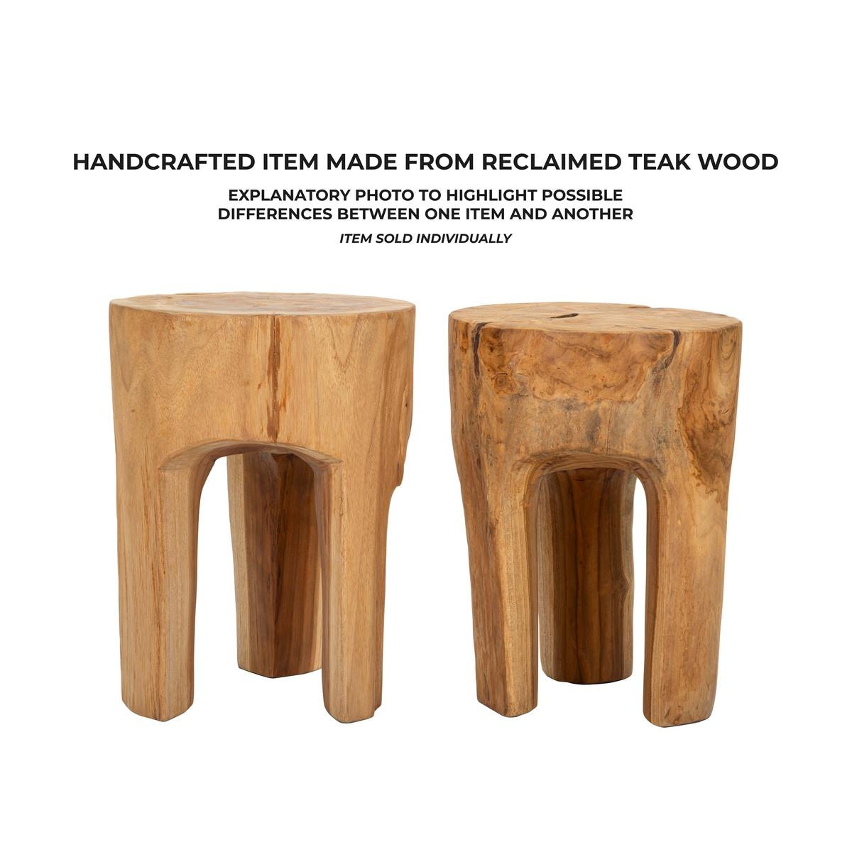 Handgefertigter Hocker aus Teakholz im ethnischen Stil Stold Modell