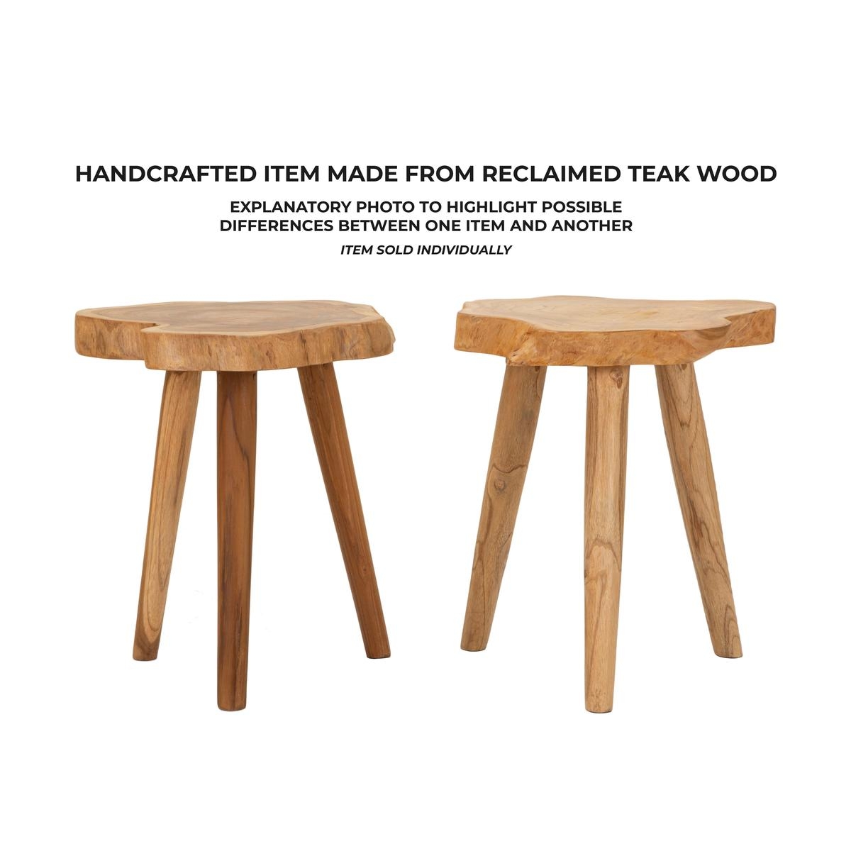 Taburete artesanal de madera de teca natural estilo étnico Budut Modelo