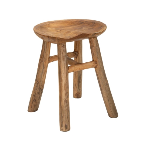 Barhocker aus Teakholz, naturbelassen, ethnisches Design, Sel Slim Aktion