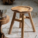 Barhocker aus Teakholz, naturbelassen, ethnisches Design, Sel Slim Verkauf