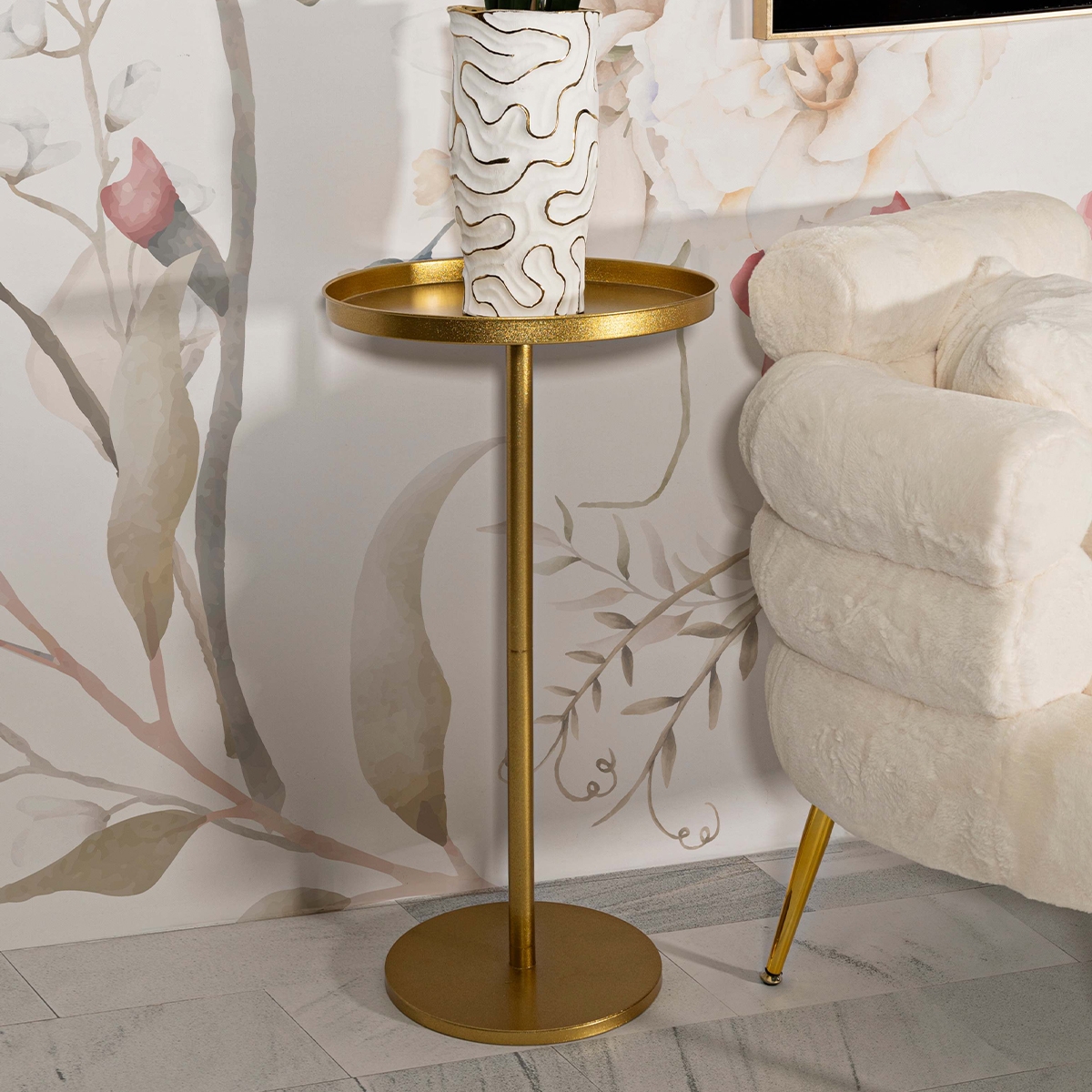 Table haute ronde en métal doré 51x100 cm Doha Vente
