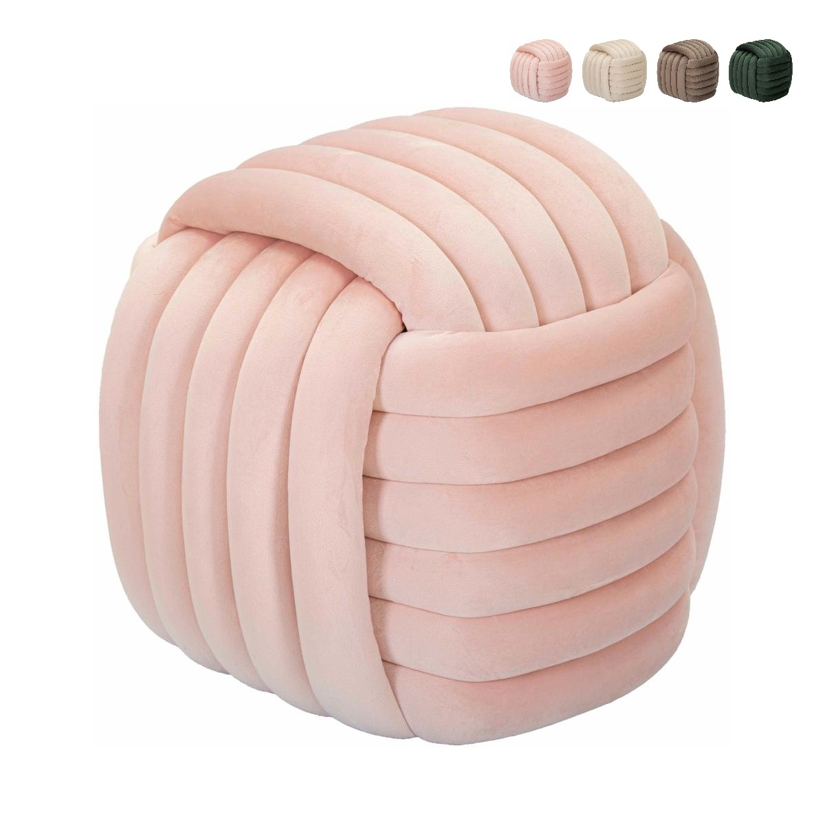 Pouf design intrecciato imbottito in velluto stile moderno Softy Offerta