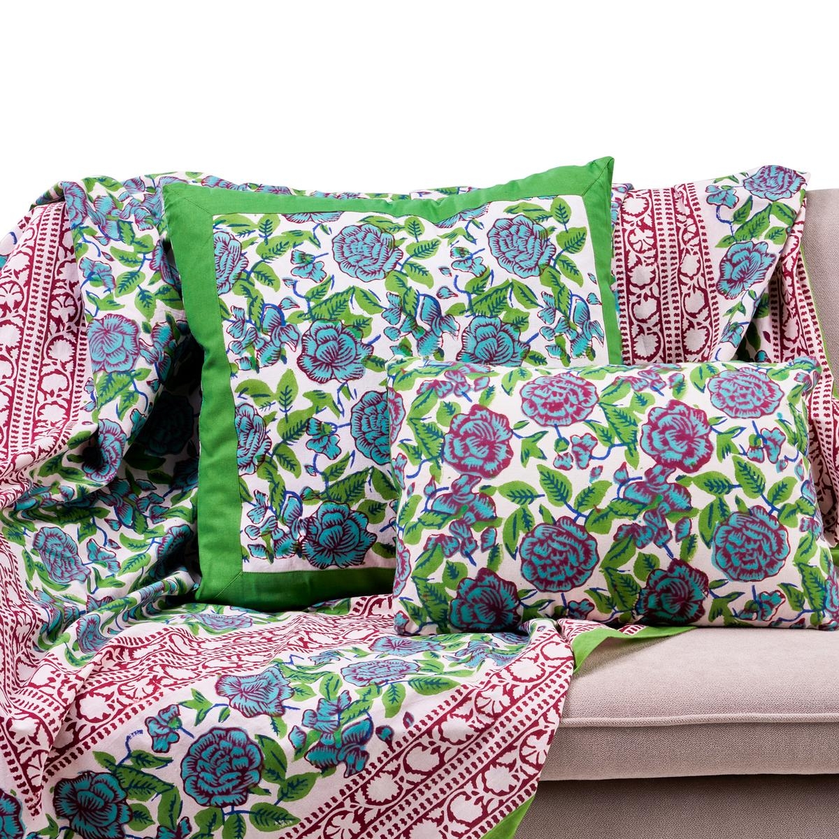 Telo arredo copritutto in cotone fantasia verde rosa Cetona Sconti