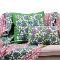 Baumwoll-Wohndecke mit grün-rosa Muster Cetona Rabatte
