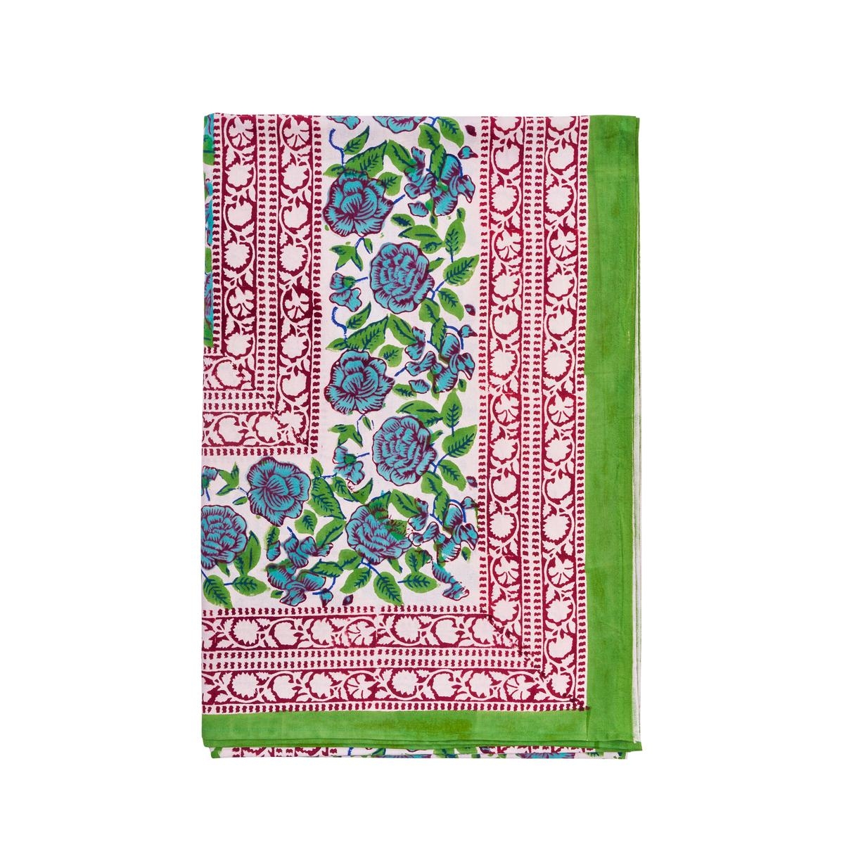 Telo arredo copritutto in cotone fantasia verde rosa Cetona Scelta