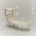4er Set professionelle Strandliegen aus Aluminium mit Dach Santorini 
