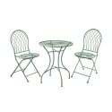 Juego bistró para exterior mesa y 2 sillas plegables de hierro verde Isabelle Promoción