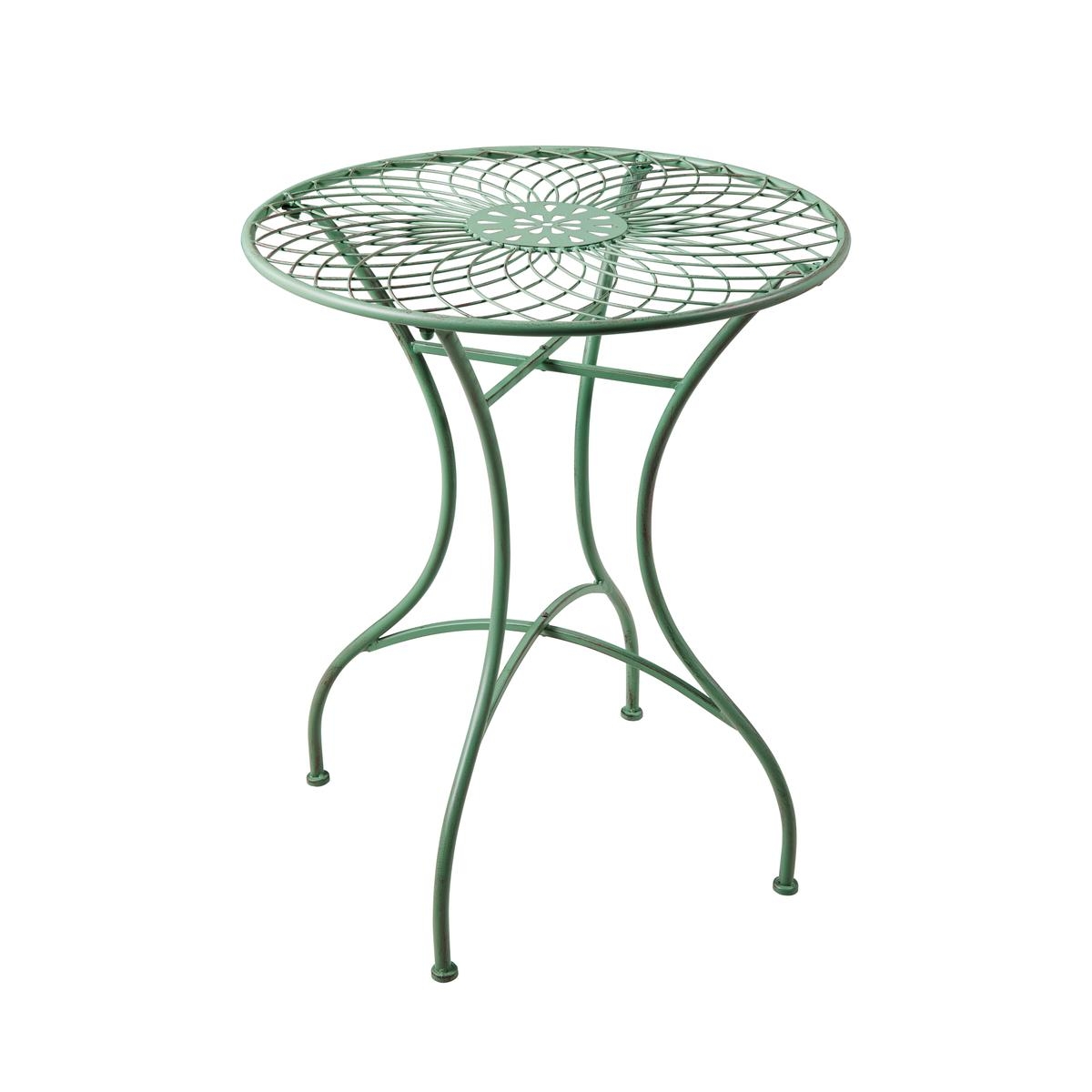Juego bistró para exterior mesa y 2 sillas plegables de hierro verde Isabelle Venta