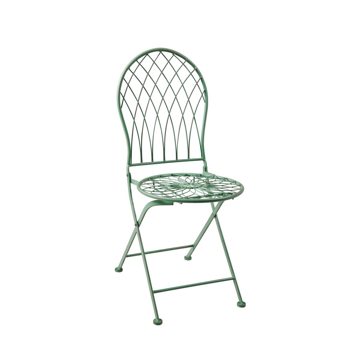 Juego bistró para exterior mesa y 2 sillas plegables de hierro verde Isabelle Rebajas