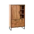 Hohe Kommode aus Akazie und Eisen mit Regalböden und Schubladen 88x40x145 Farley Aktion