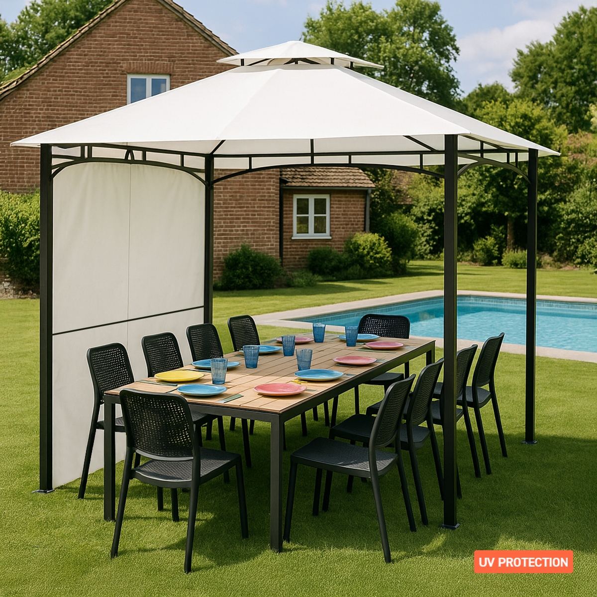Gazebo 3,3x3,3 Meter Garten Bar Veranda Markt Pagode Antigua uv Kauf