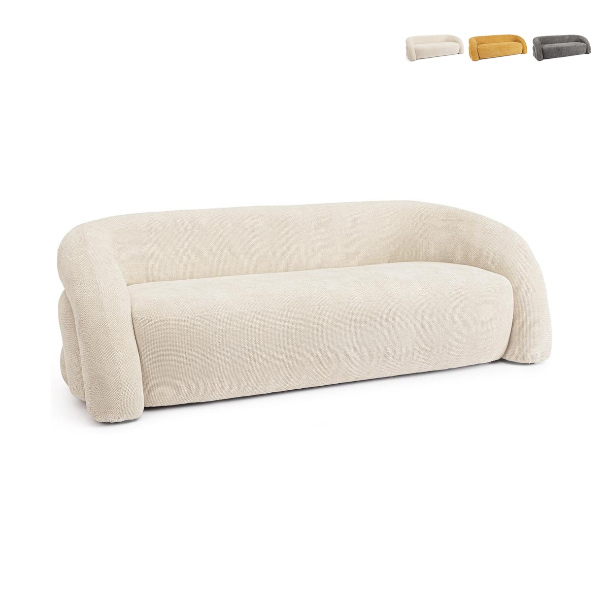Sofá curvo moderno de 3 plazas en tela 200x89x61 Bizzotto Clemence Oferta