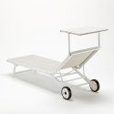 Bain de soleil avec roues transat aluminium jardin piscine Alabama 