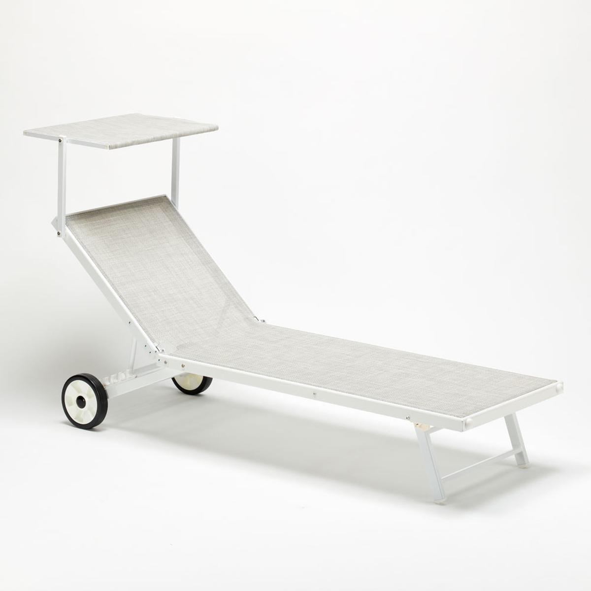 Bain de soleil avec roues transat aluminium jardin piscine Alabama 