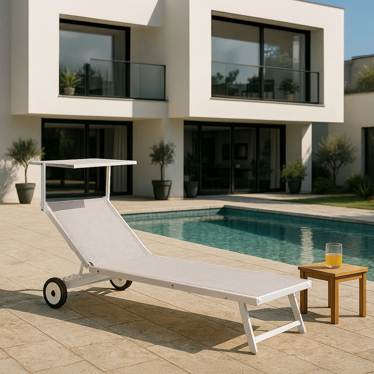 Bain de soleil avec roues transat aluminium jardin piscine Alabama Caractéristiques