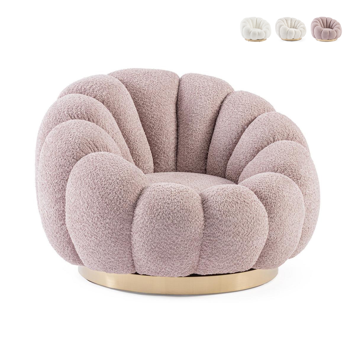 Fauteuil pivotant en bouclé design moderne Bizzotto Florel Promotion