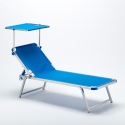 4 bains de soleil de plage en aluminium avec pare-soleil Nettuno 