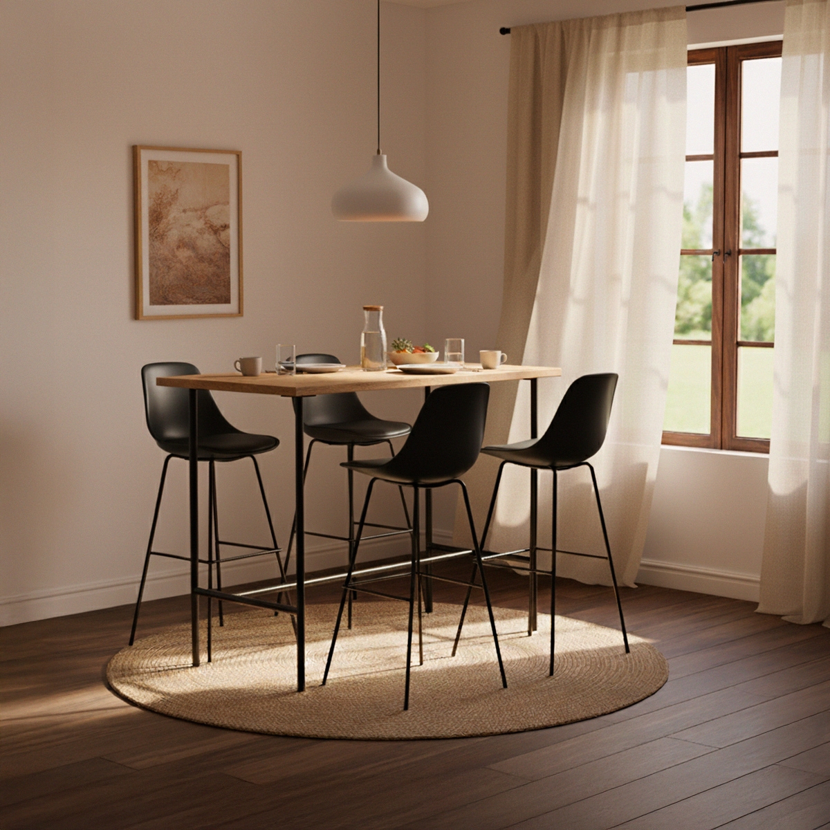 Taburete alto de metal para barra de cocina con cojín de diseño moderno Willis 