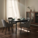 Mesa extensible de madera 115-145x80cm cocina cristal blanco negro Pixam Compra