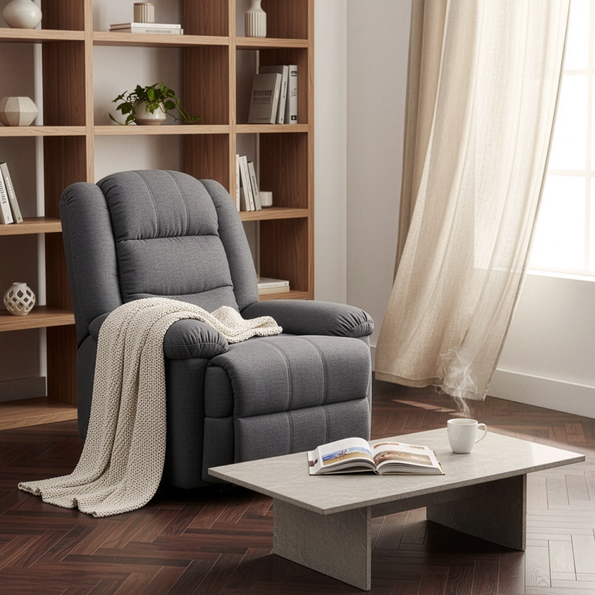 Fauteuil relax inclinable avec repose-pieds en tissu Sofia Caractéristiques