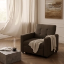Fauteuil convertible lit 1 place avec accoudoirs design moderne Brooke 