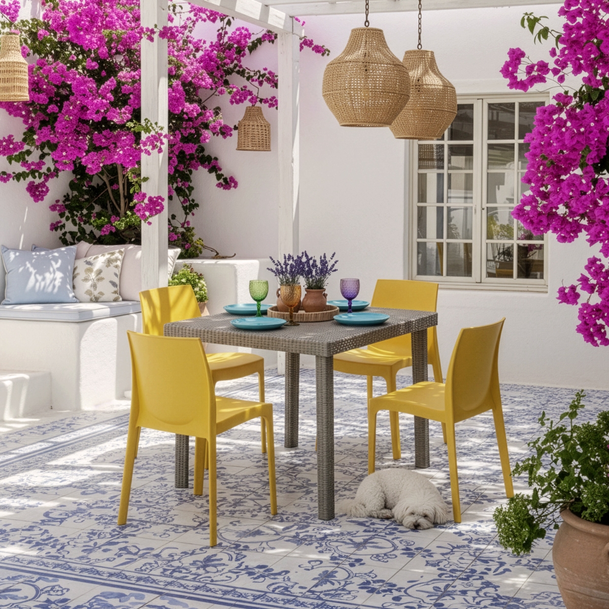 Lot de 12 Tables bar en Polyrotin carrées 90x90 Extérieur terrasse jardin Restaurant Grand Soleil Boheme Modèle