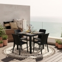 Garten-Set viereckiger Tisch 80x80cm Rattan 4 Stühle Schwarz Nisida Dark Modell