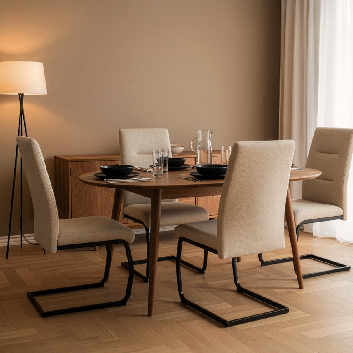 Set 4 sedie moderne in tessuto e metallo design Rivéa Vendita
