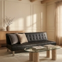 Canapé convertible 2 places clic-clac en similicuir inclinable design moderne Elly 