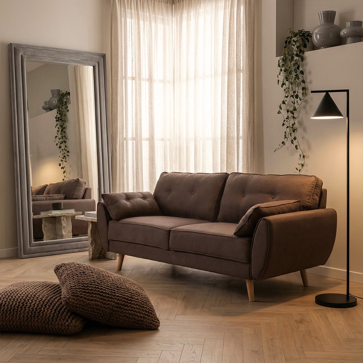 Sofá cama reclinable de diseño nórdico clic clac 3 plazas en tejido Fortaleza 