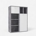 Aparador alto moderno 2 puertas cemento y blanco brillo 99x135 Canmore Promoción