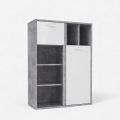 Aparador alto moderno 2 puertas cemento y blanco brillo 99x135 Canmore Promoción