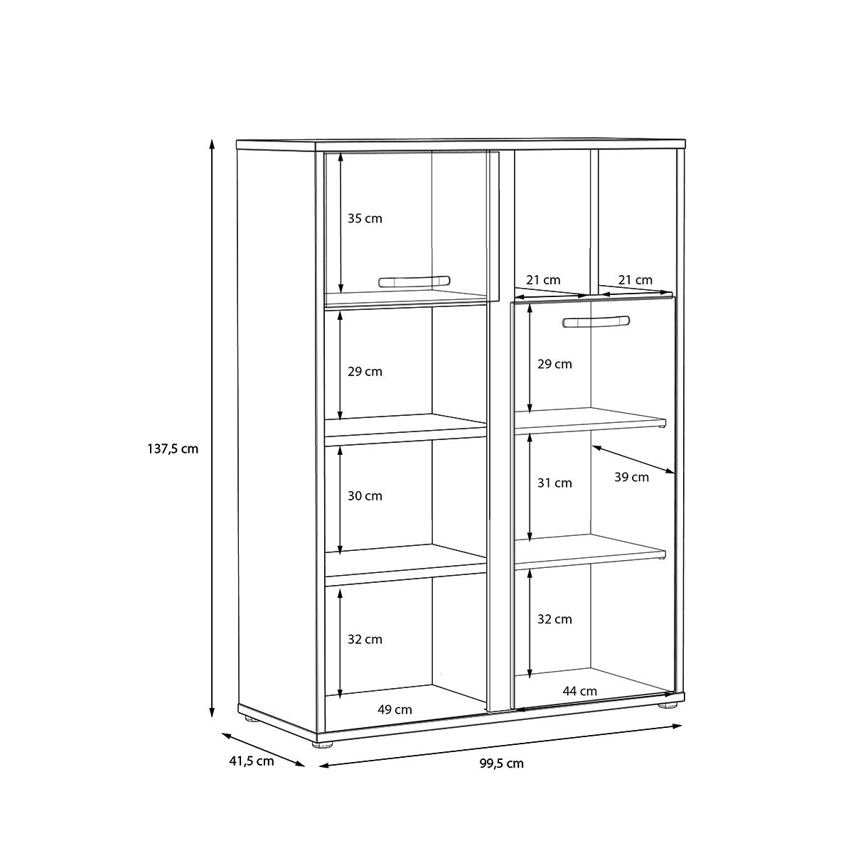 Aparador alto moderno 2 puertas cemento y blanco brillo 99x135 Canmore Rebajas