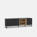 Mueble para TV negro y roble estilo industrial 175x55 Decyma Promoción