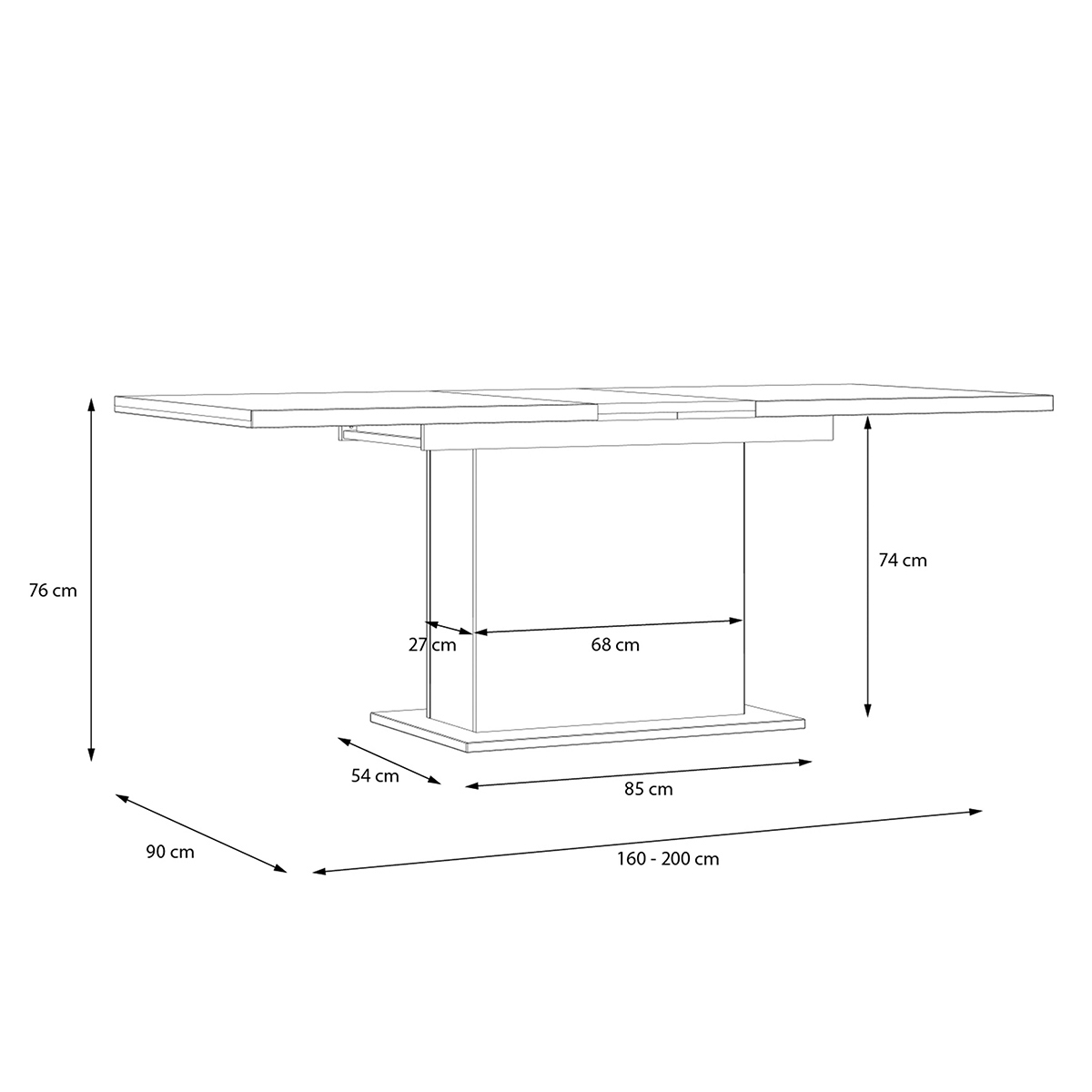 Mesa extensible rectangular de roble 160-200 cm Portland Catálogo