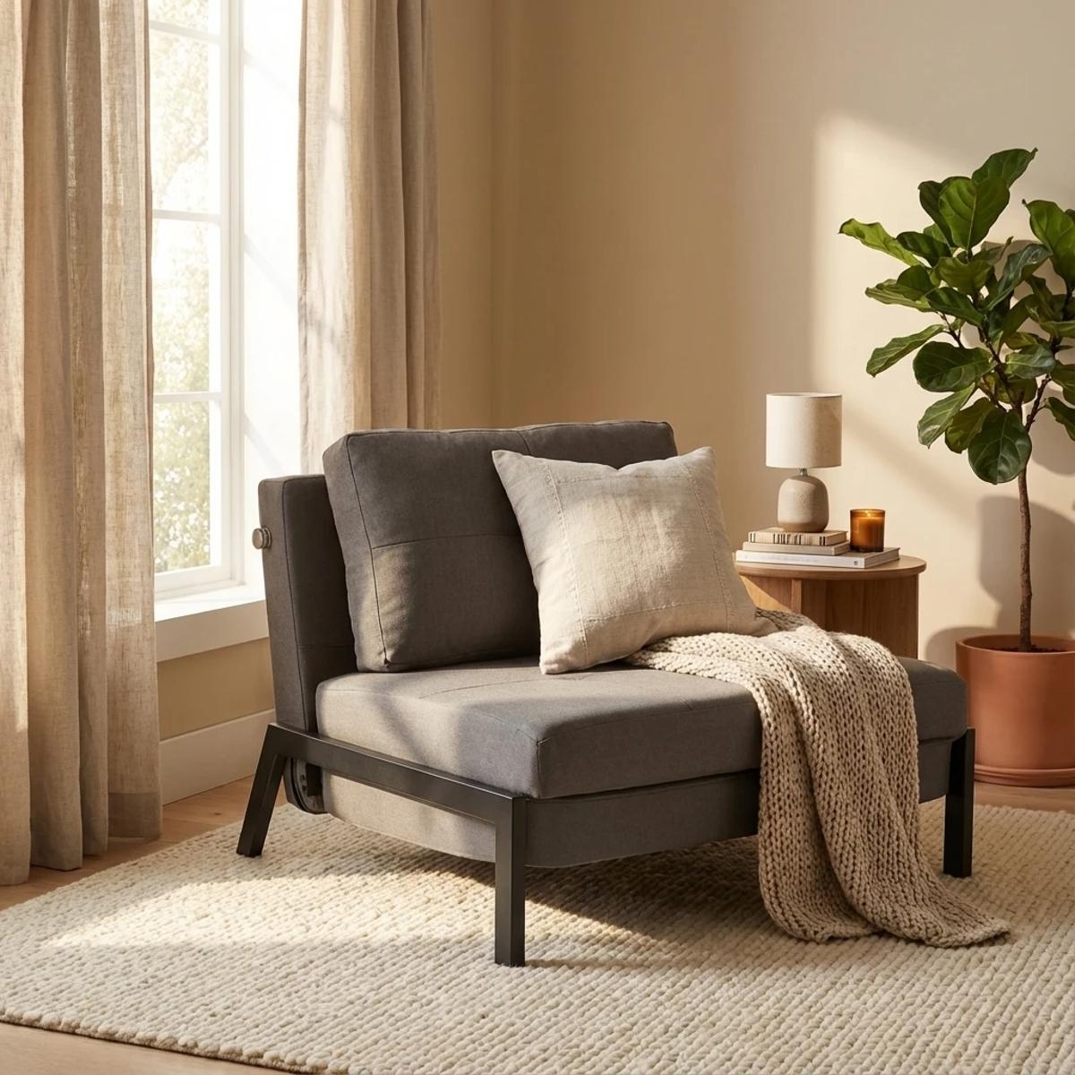 Fauteuil-lit en tissu pliable salon bureau Selene Modèle