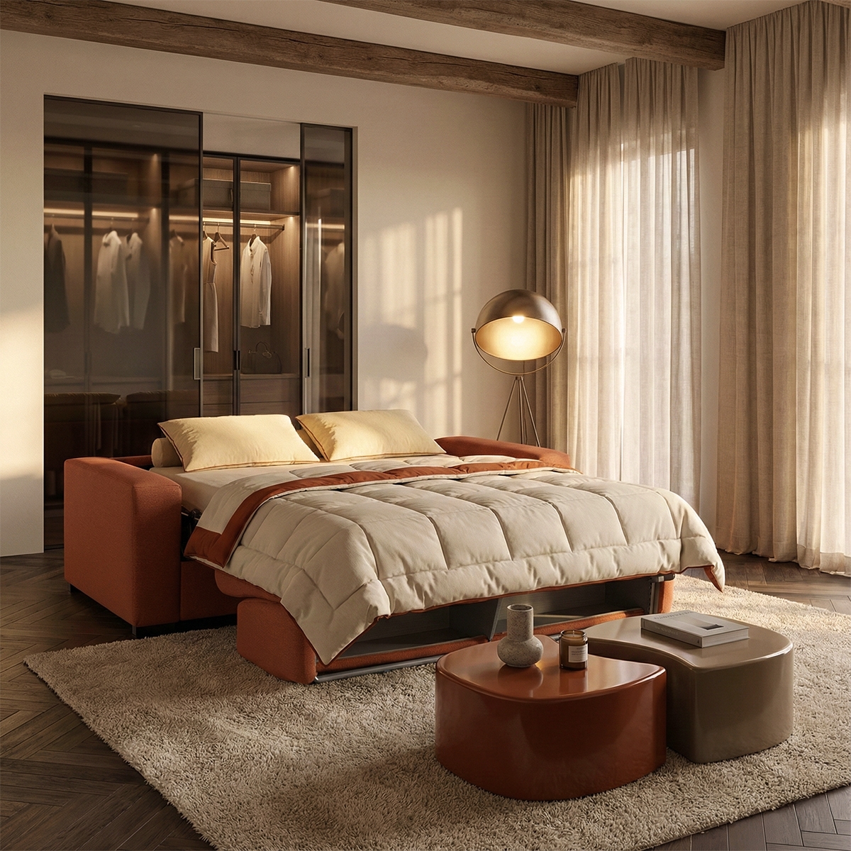 Canapé-lit 2 places convertible déhoussable Bormio 160 compact Vente