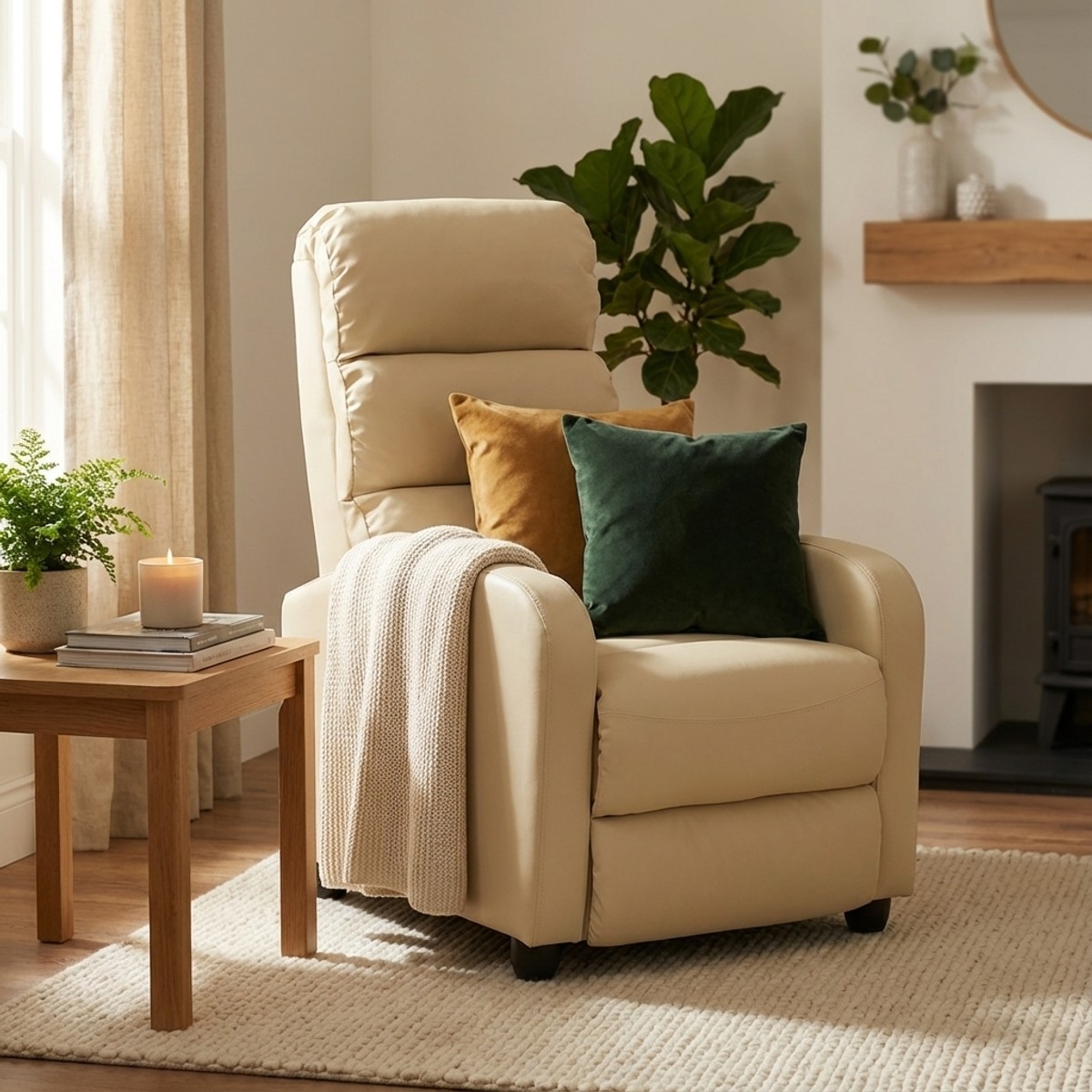 Fauteuil relax inclinable avec repose-pieds en similicuir Alice 