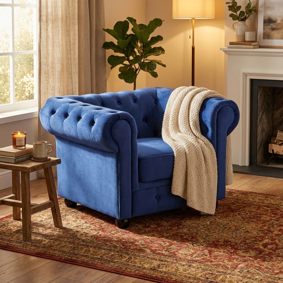 Sillón de salón de estilo clásico Chesterfield de terciopelo Coventry Precio