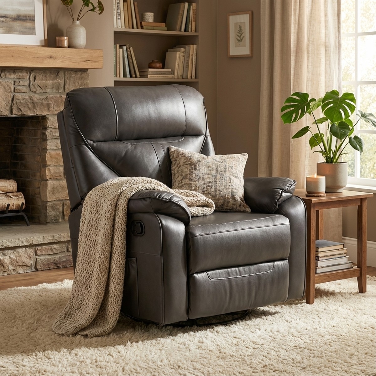 Fauteuil relax inclinable à bascule et pivotant en similicuir Sissi Achat