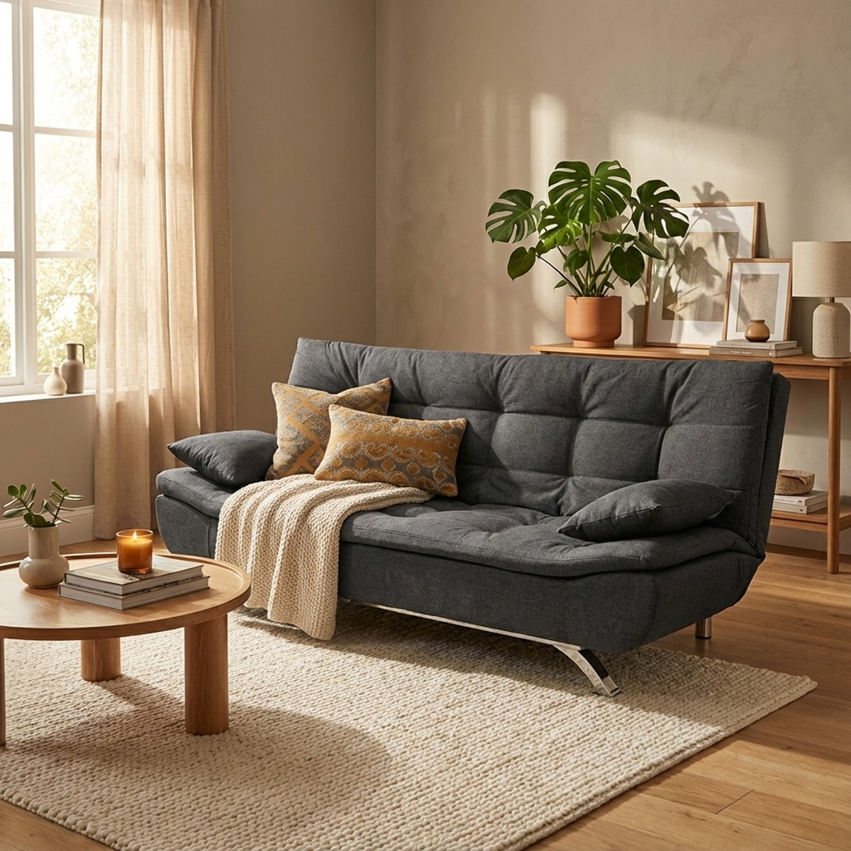 Divano letto in microfibra 2 posti design moderno Centenario