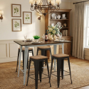 Table à manger de salon 120x60x106 vintage industriel en métal Catal Brush