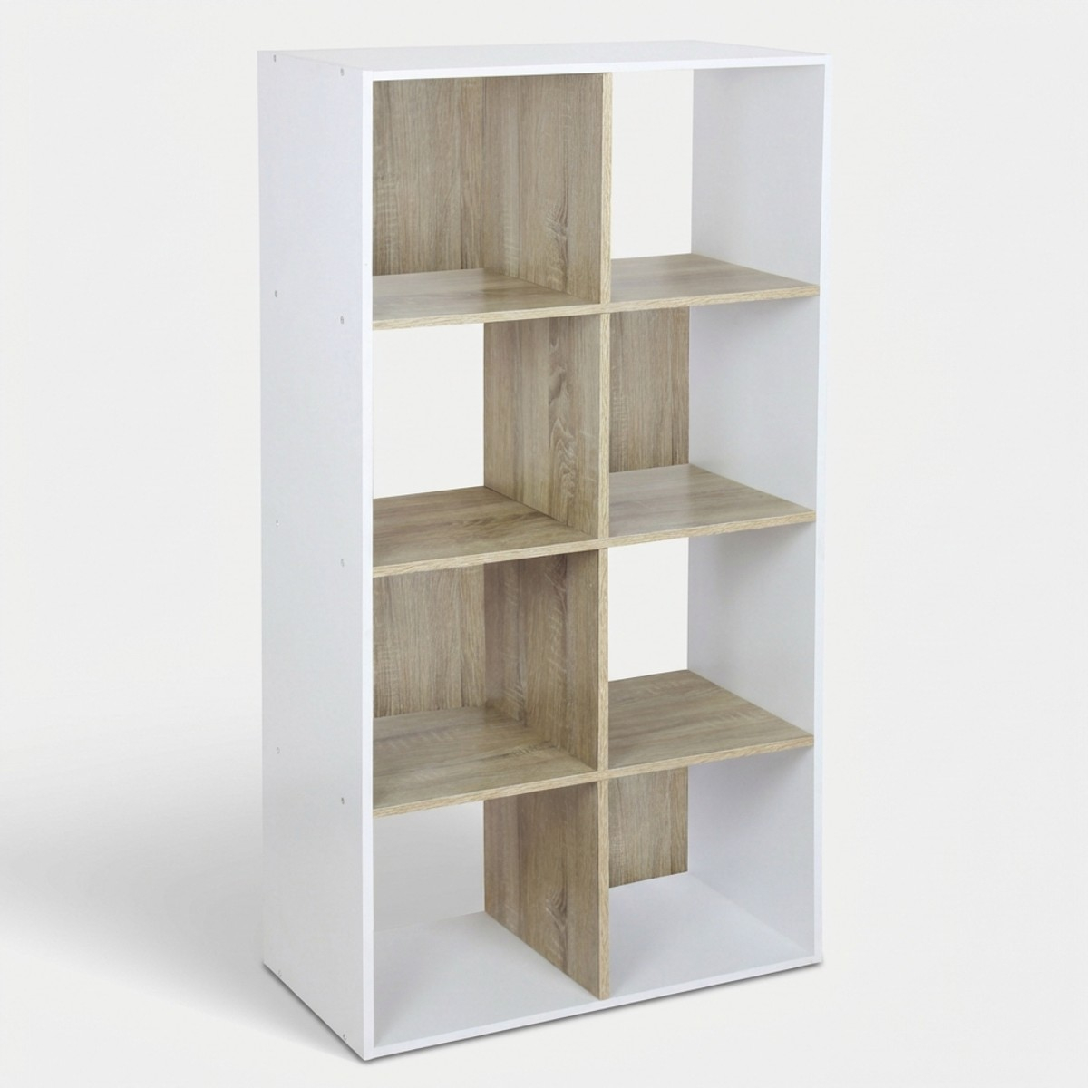 Scaffale libreria 8 scomparti bicolor salvaspazio design moderno Nivra