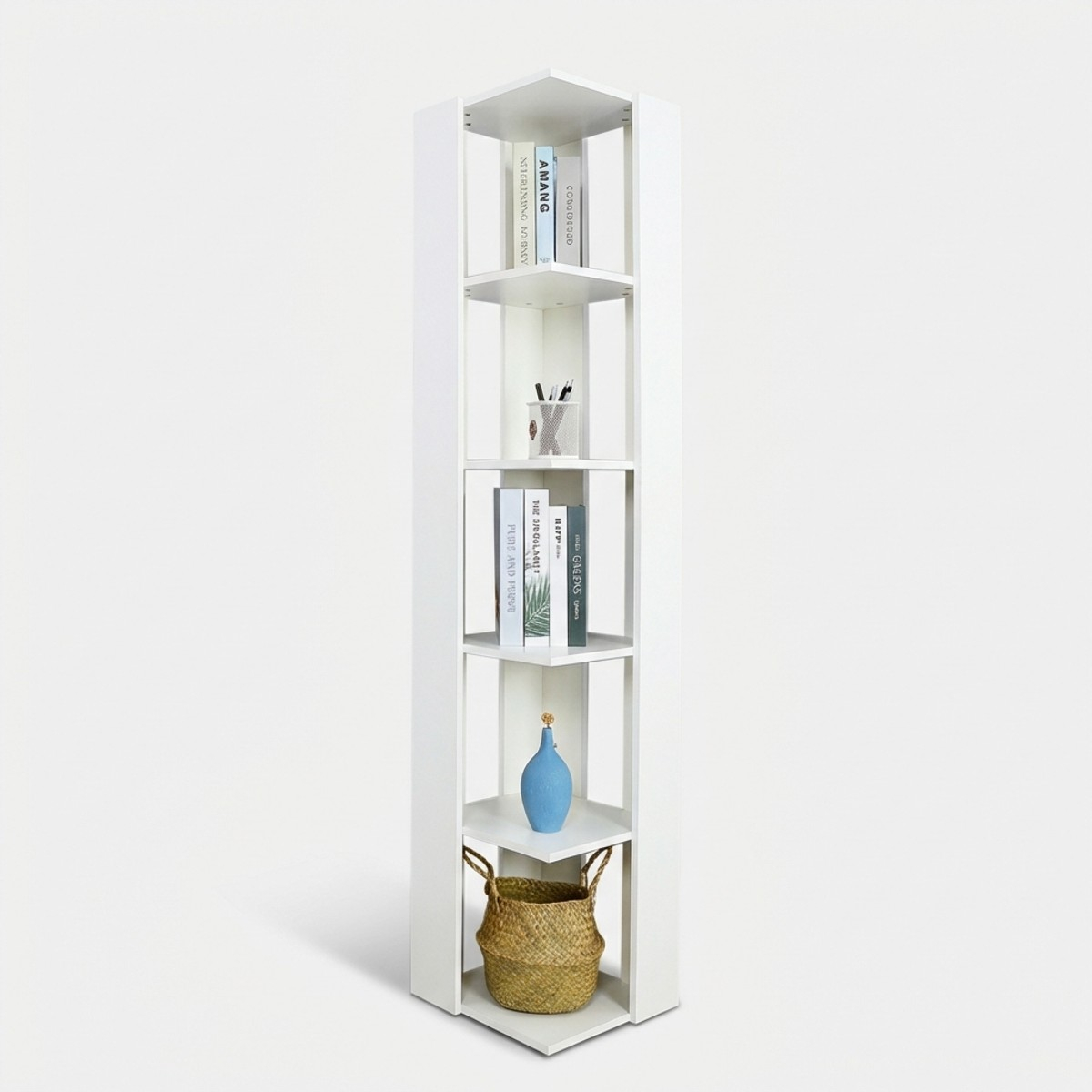 Meuble colonne salon bureau moderne 5 étagères Orkney