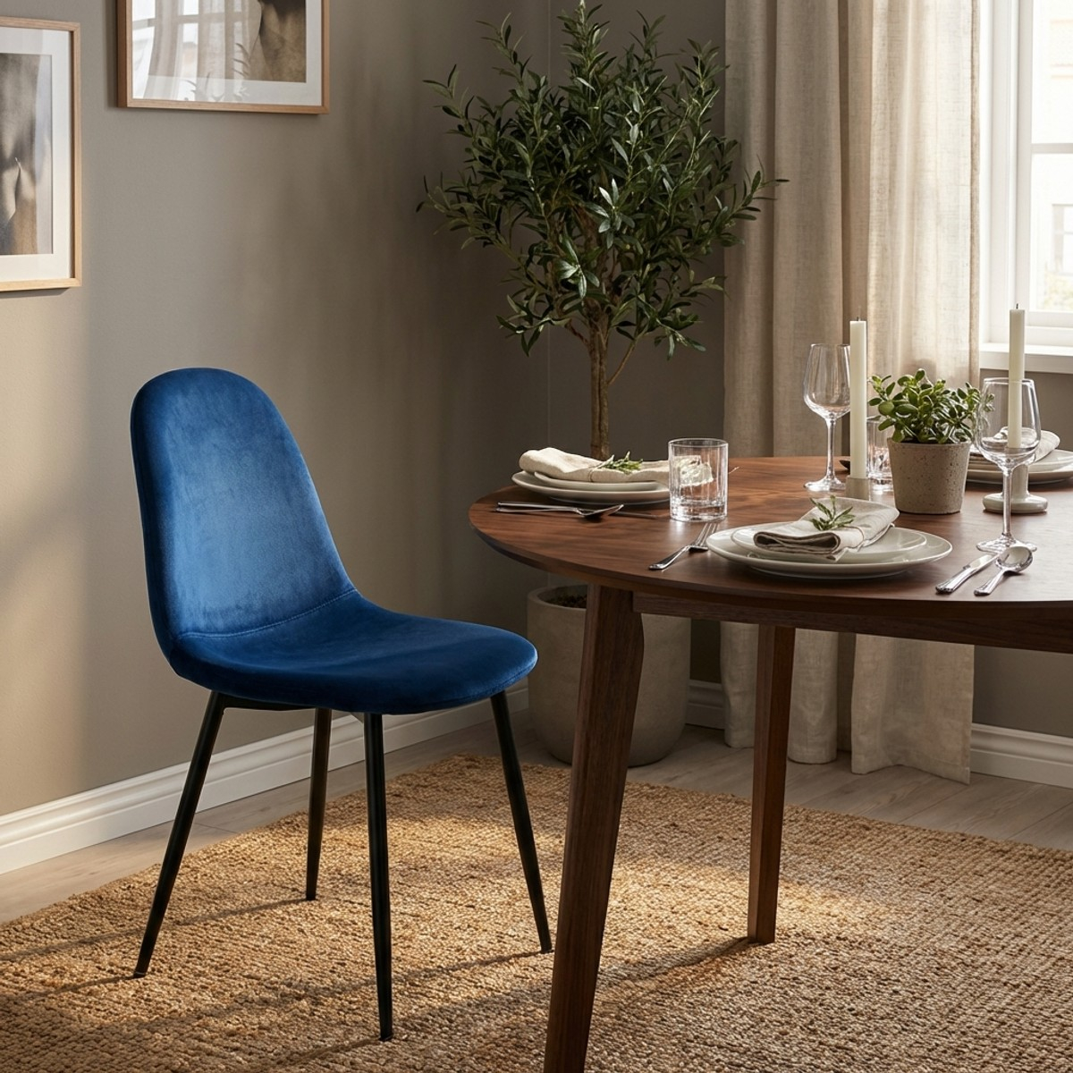 Silla de restaurante de cocina de comedor en terciopelo de diseño moderno Lozan