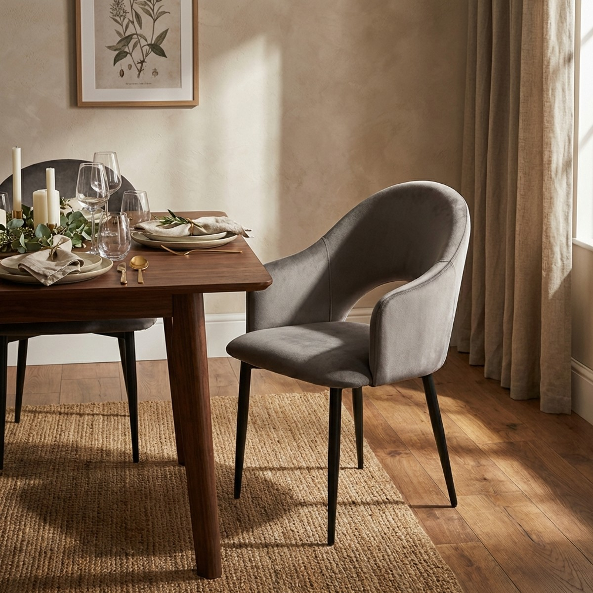 Stuhl mit Armlehnen modern aus Samt für Esszimmer und Küche Rozan