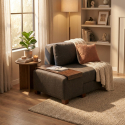 Chaise longue lit pliable en lin Betty côté gauche