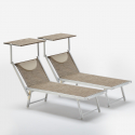 2er Set Liegestühle Strandliegen Sonnenliegen aus Aluminium für den Strand Santorini Limited Edition