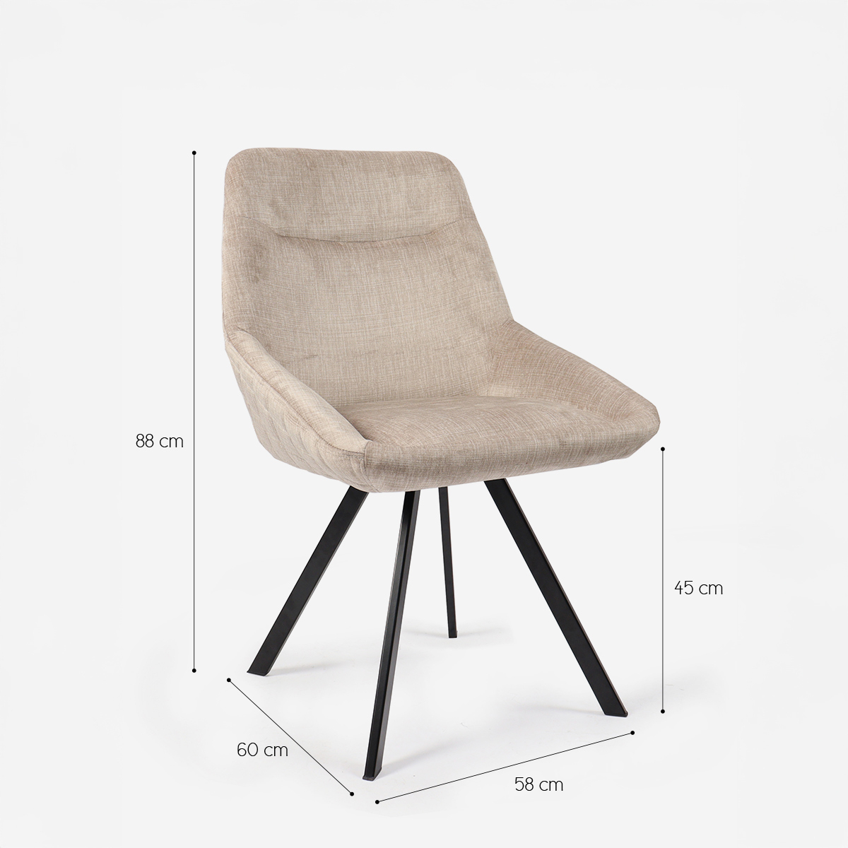 Ensemble de 2 fauteuils en velours élégant avec base en métal Ondara